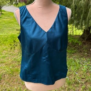 Navy blue silk sleeveless top